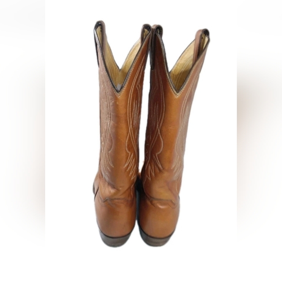 Justin Western Cowboy Boots Men's Size 8.5 B Brown Leather - Picture 9 of 16